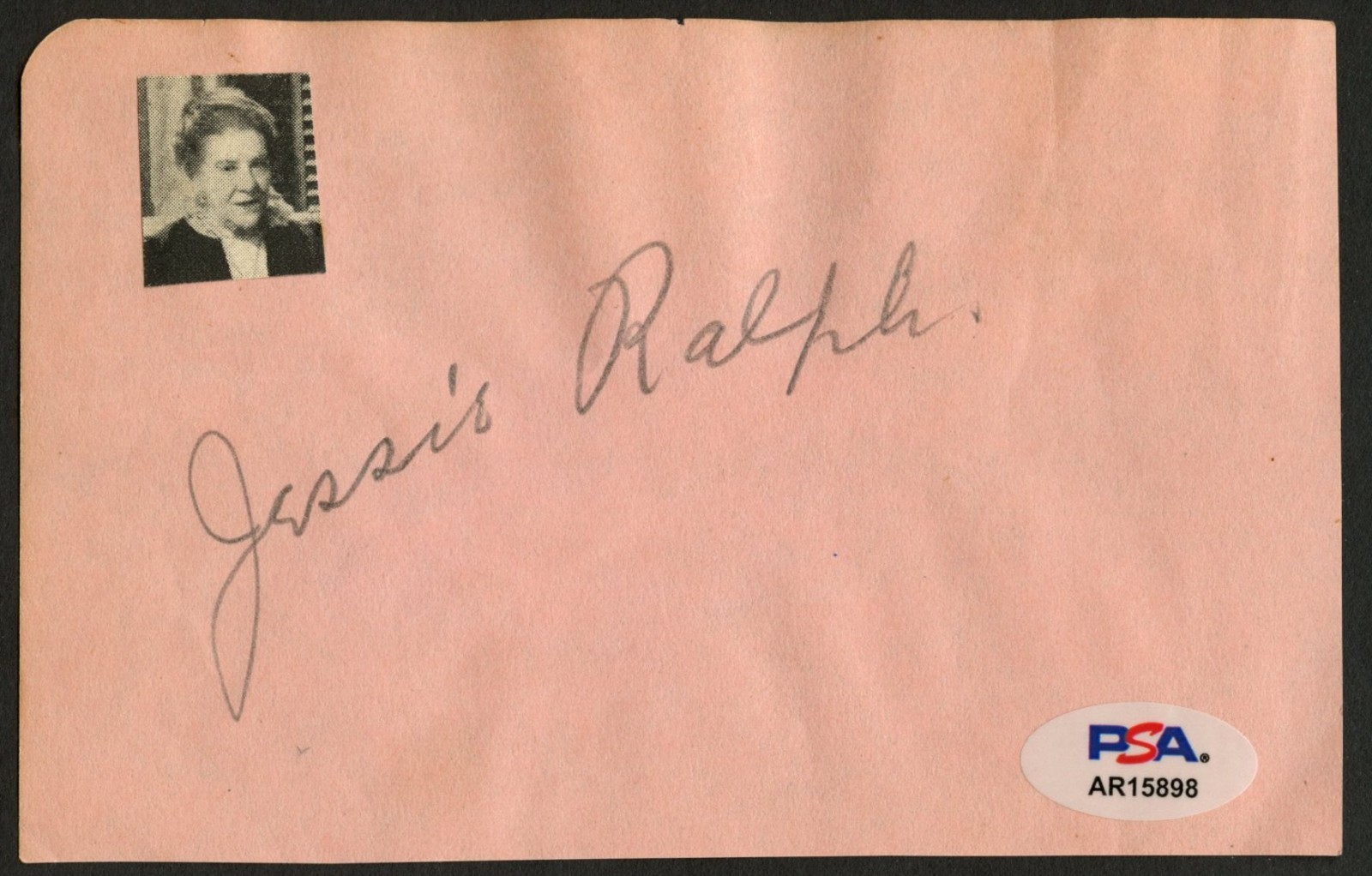 Jessie Ralph d1944 signed autograph 3.5x5.5 Cut Actress PSA Stickered