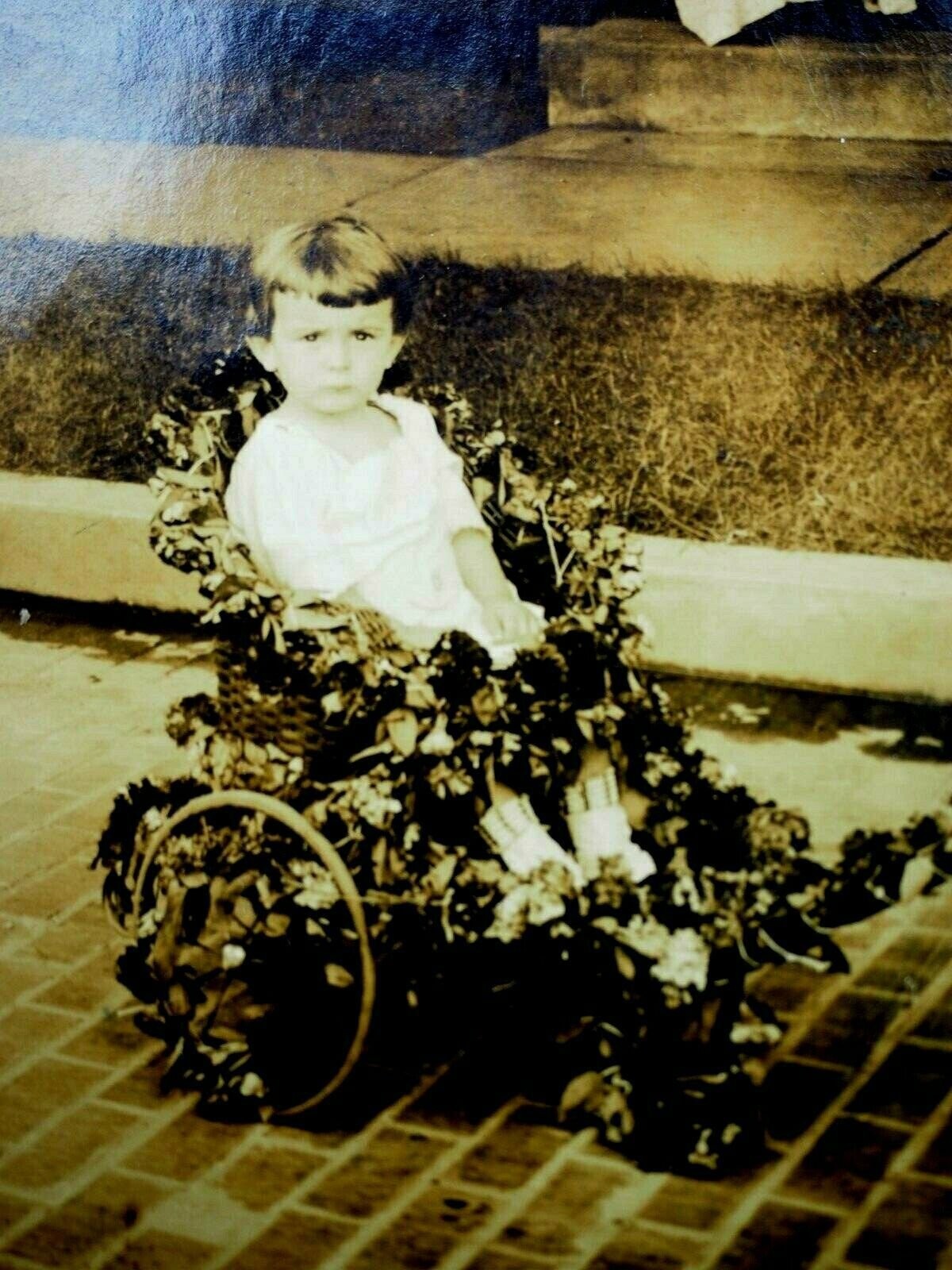 Curt Wagner In Floral Cart Old Home Week 1915 Real Photo Postcard RPPC