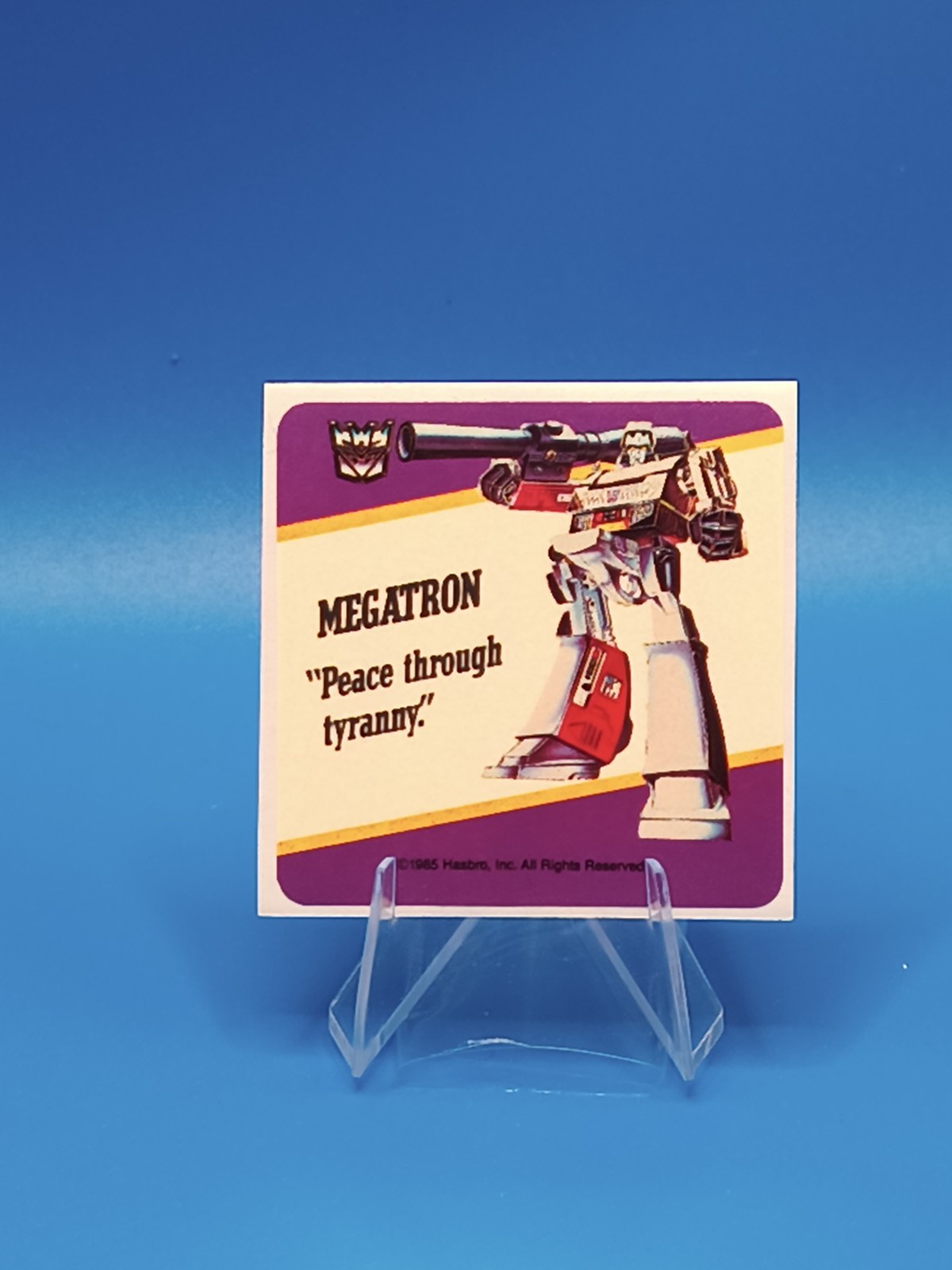 1985 Hasbro Transformers Card Sticker Megatron Rookie  High Grade