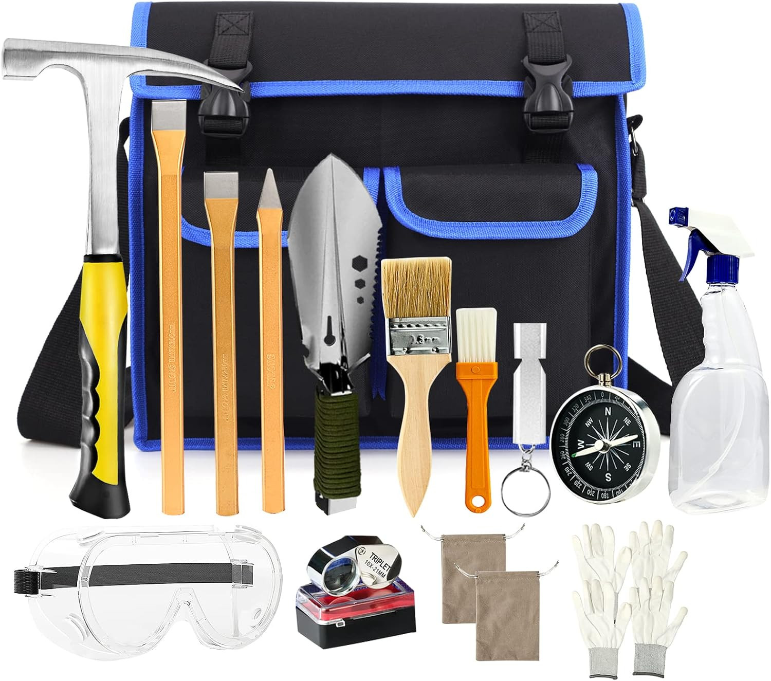 17PCS Geology Rock Pick Kit Rockhounding Equipment 32Oz Hammer
