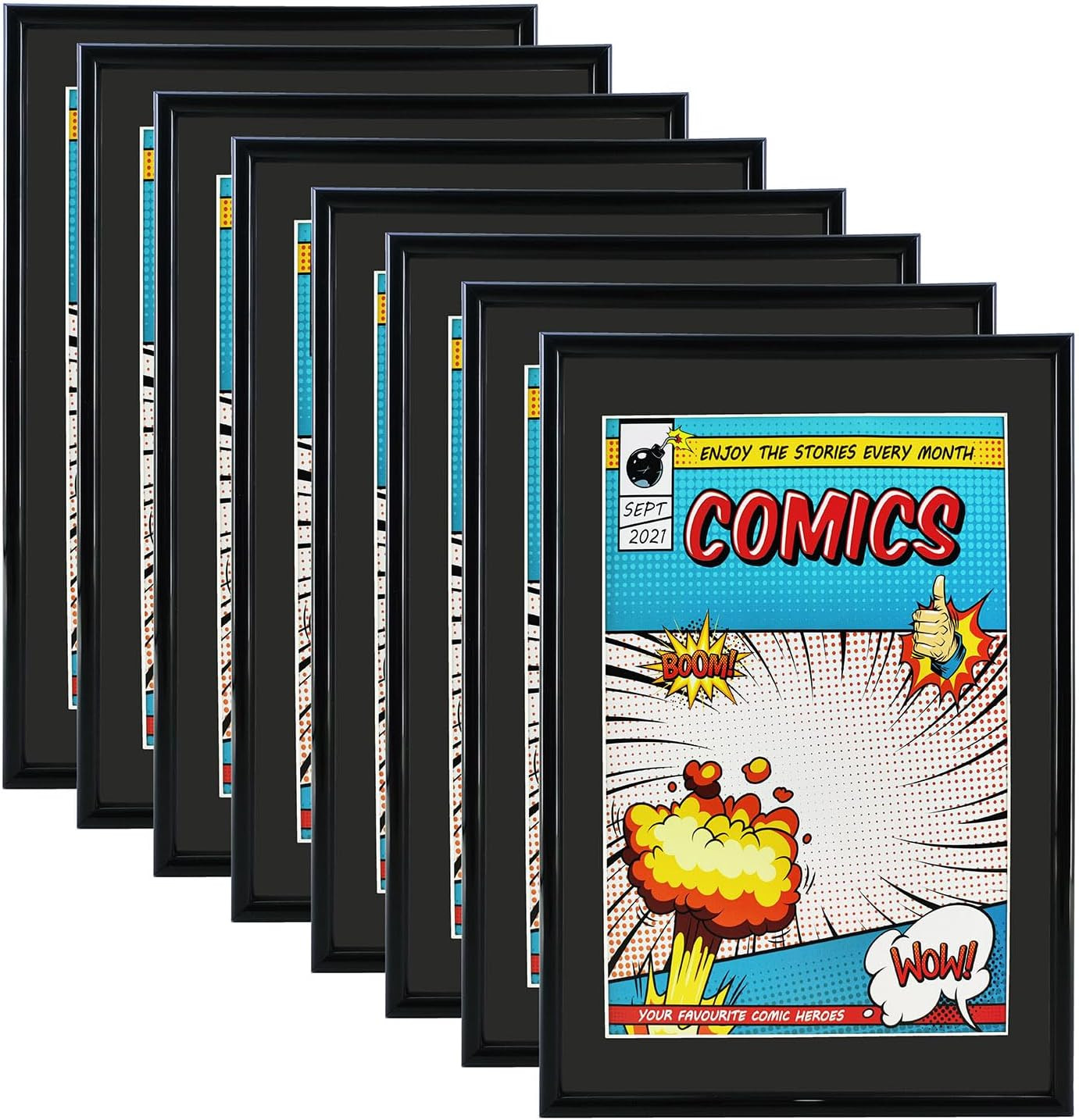8 Pack Comic Book Frame with Black Mat 6 3/4