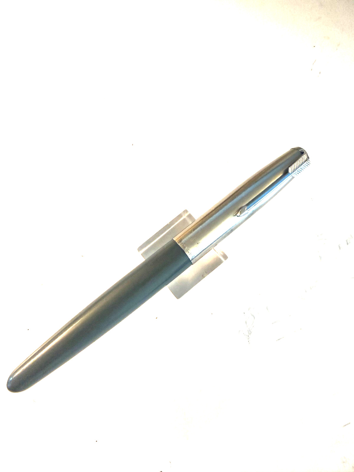 Rare 1956 Grey Parker 41 Fountain pen FINE nib Squeeze filler.  NICE  Working