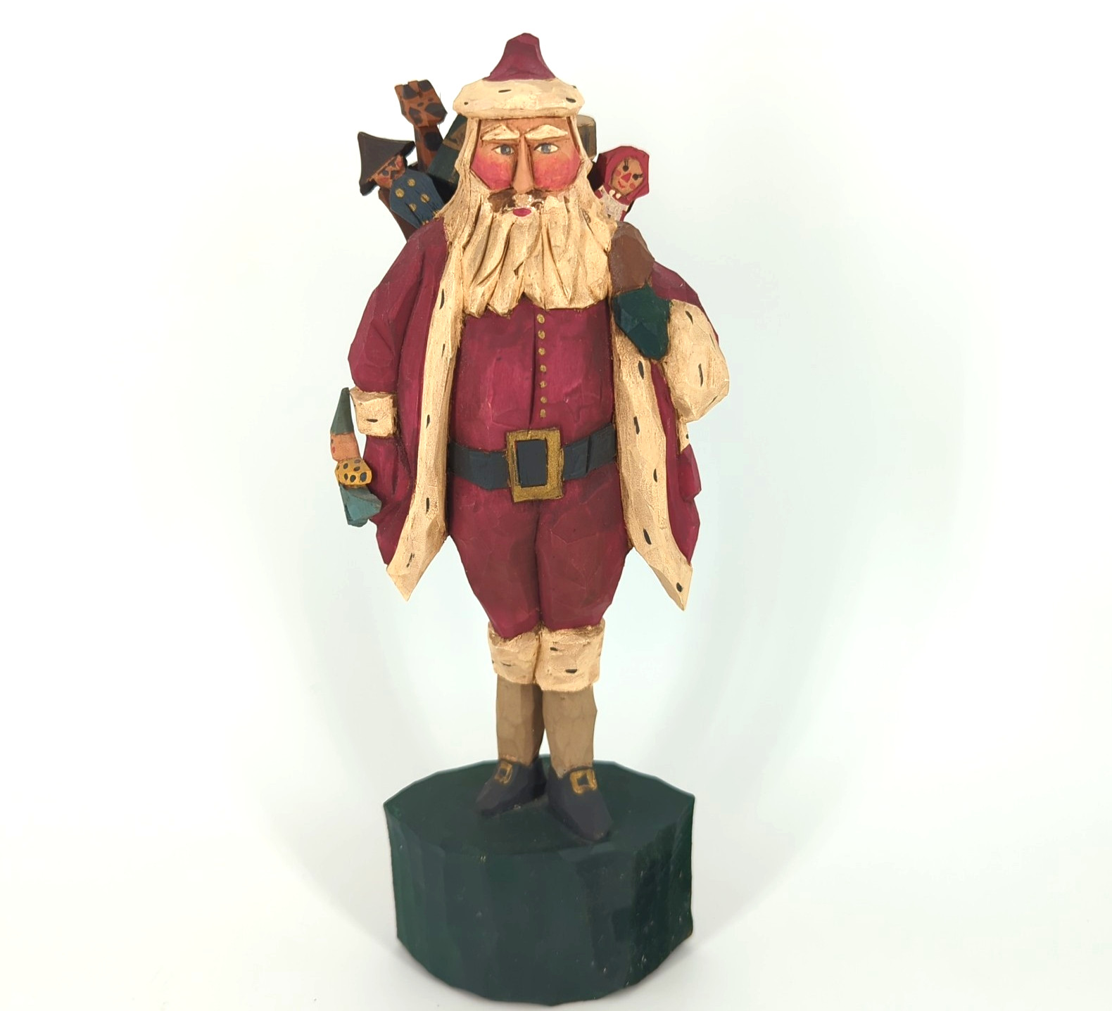 V&S Rawson '92 Whimsical Whittler Santa w toys Christmas Hand Carved w flaw V&S Rawson '92 Whimsical Whittler Santa w toys Christmas Hand Carved w flaw