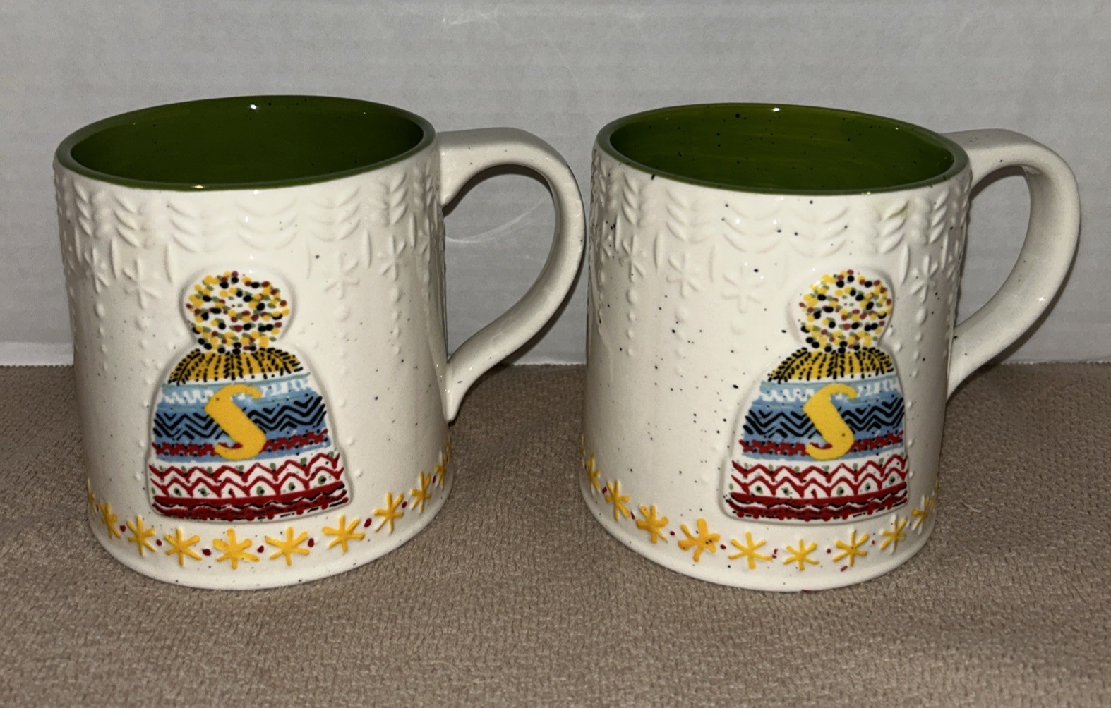 Anthropologie Mug Bundled Up Monogram Letter S Coffee Mug Cup Holiday Winter Hat