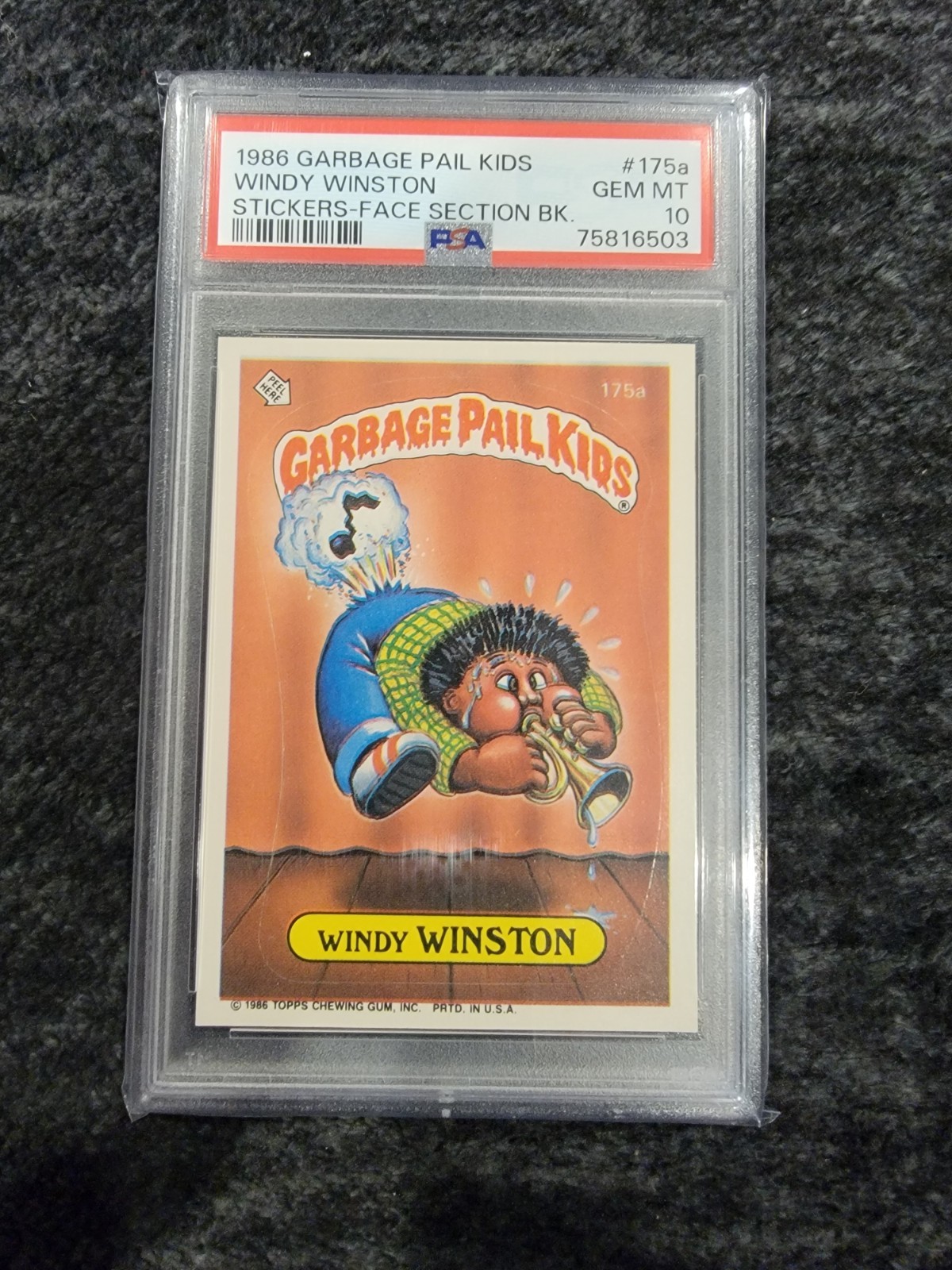 1986 TOPPS GARBAGE PAIL KIDS SERIES 5 175A WINDY WINSTON PSA 10 STICKER FACE 