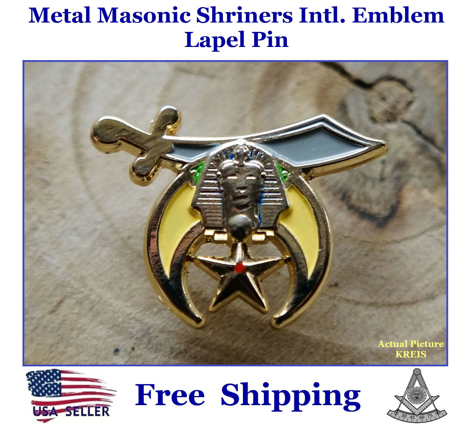 Gold Masonic Shriners Emblem Lapel Pin ~  from Wyoming ~ $12.99