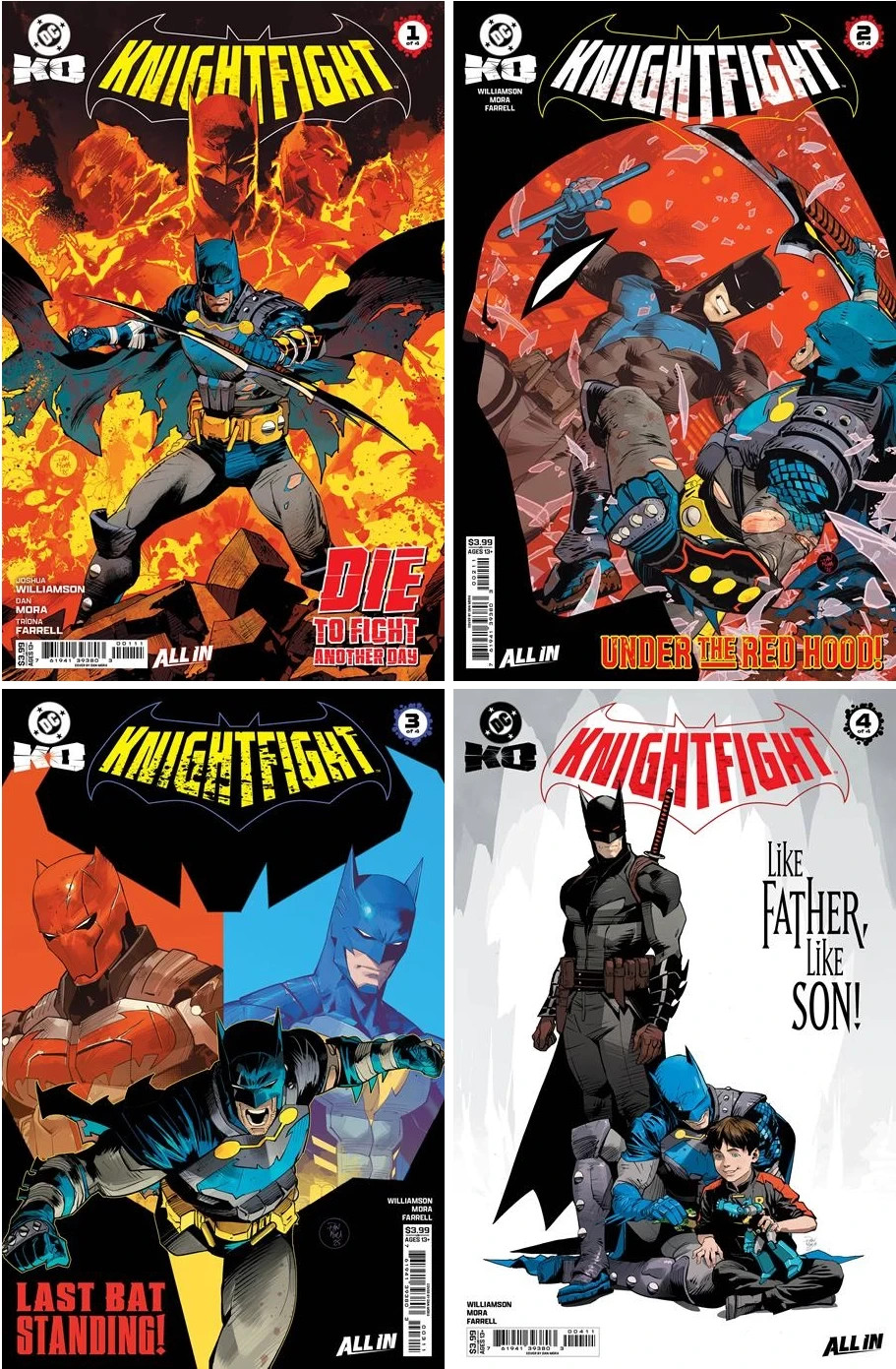 DC KO KNIGHTFIGHT #1,2,3,4 DAN MORA MAIN COVER SET (2026) ~ DC COMICS
