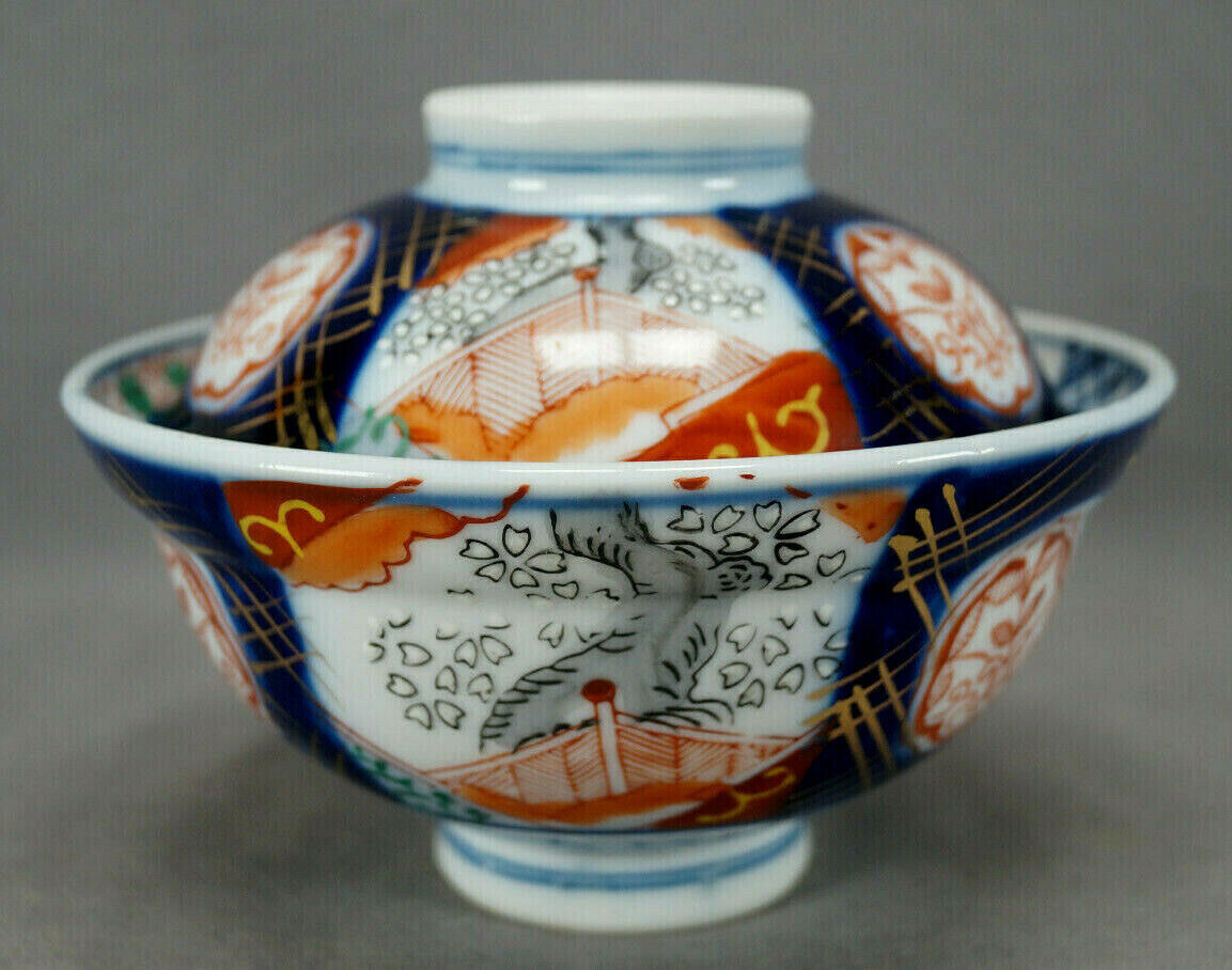 Japanese Arita Hizen Hand Painted Imari Bowl & Cover Circa 1868-1912 Japanese Arita Hizen Hand Painted Imari Bowl & Cover Circa 1868-1912