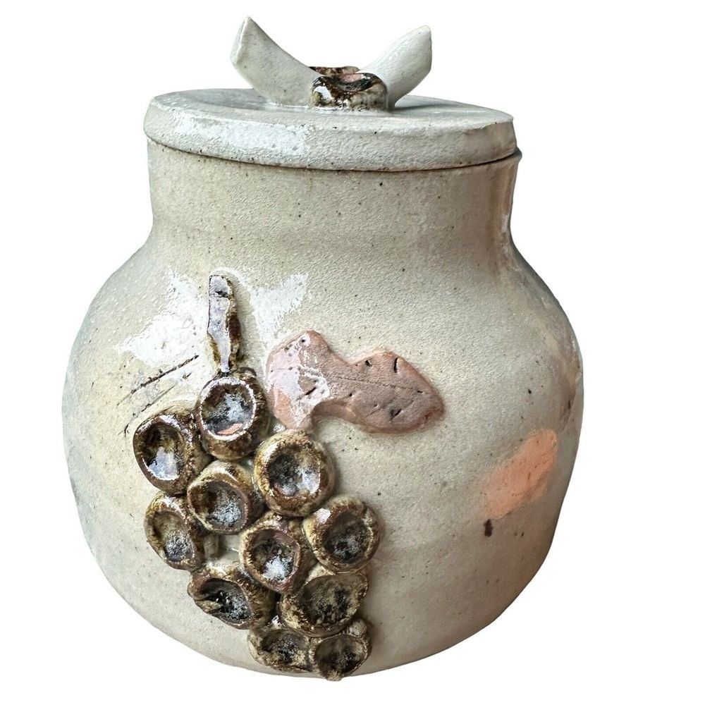 VTG 1984 Stoneware Pottery Lidded Jar 7\