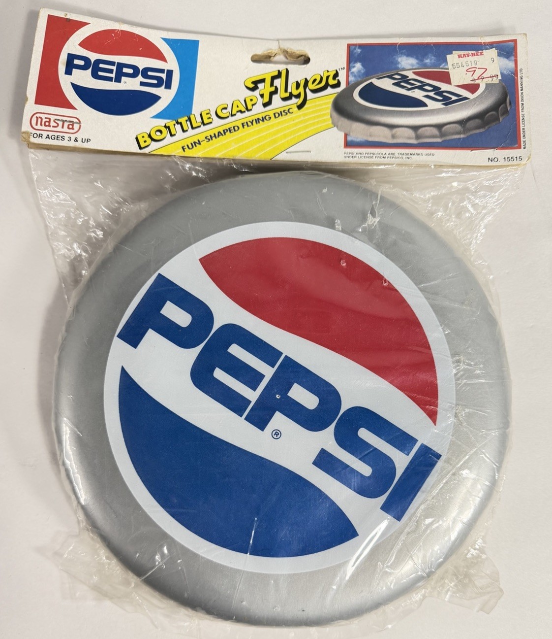Pepsi Bottle Cap Flyer 1980’s Fun-Shaped Flying Disc Nasta #15515 Frisbee
