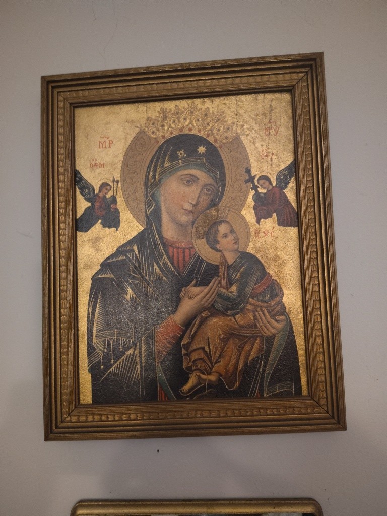 Vintage Our Lady of Perpetual Help Framed Catholic Religious Icon Print Gold