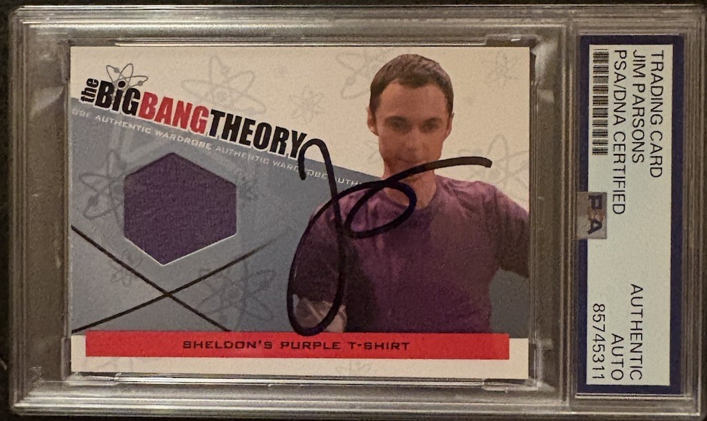 JIM PARSONS SIGNED AUTOGRAPH 2012 CRYPTOZOIC BIG BANG THEORY CARD RELIC WARDROBE