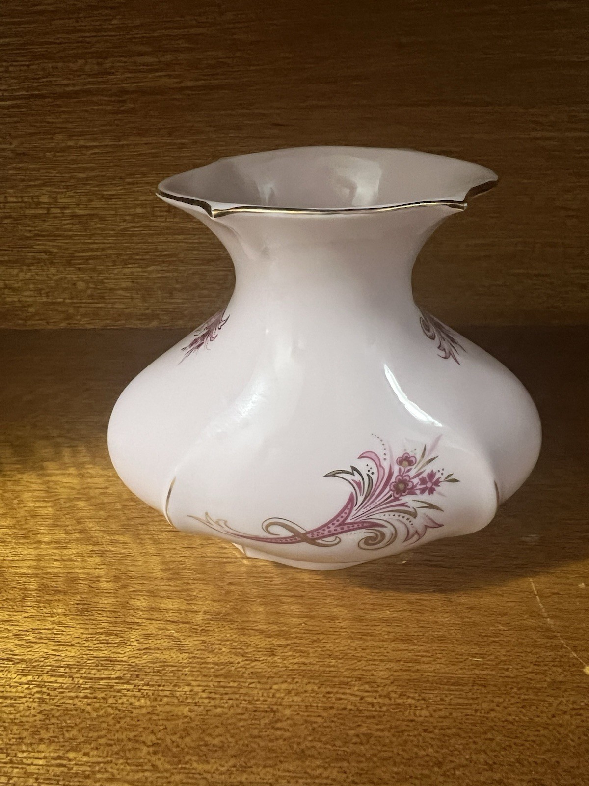 Vintage Royal Dux Bohemia Hand Painted Porcelain Vase Czechoslovakia Pink Gold