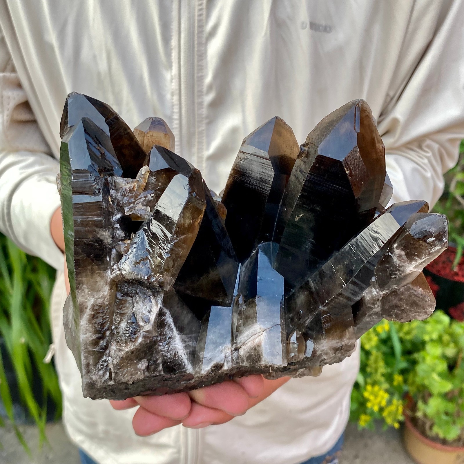 4.4LB Natural Black Smoky Quartz Crystal Cluster Raw Mineral Specimen