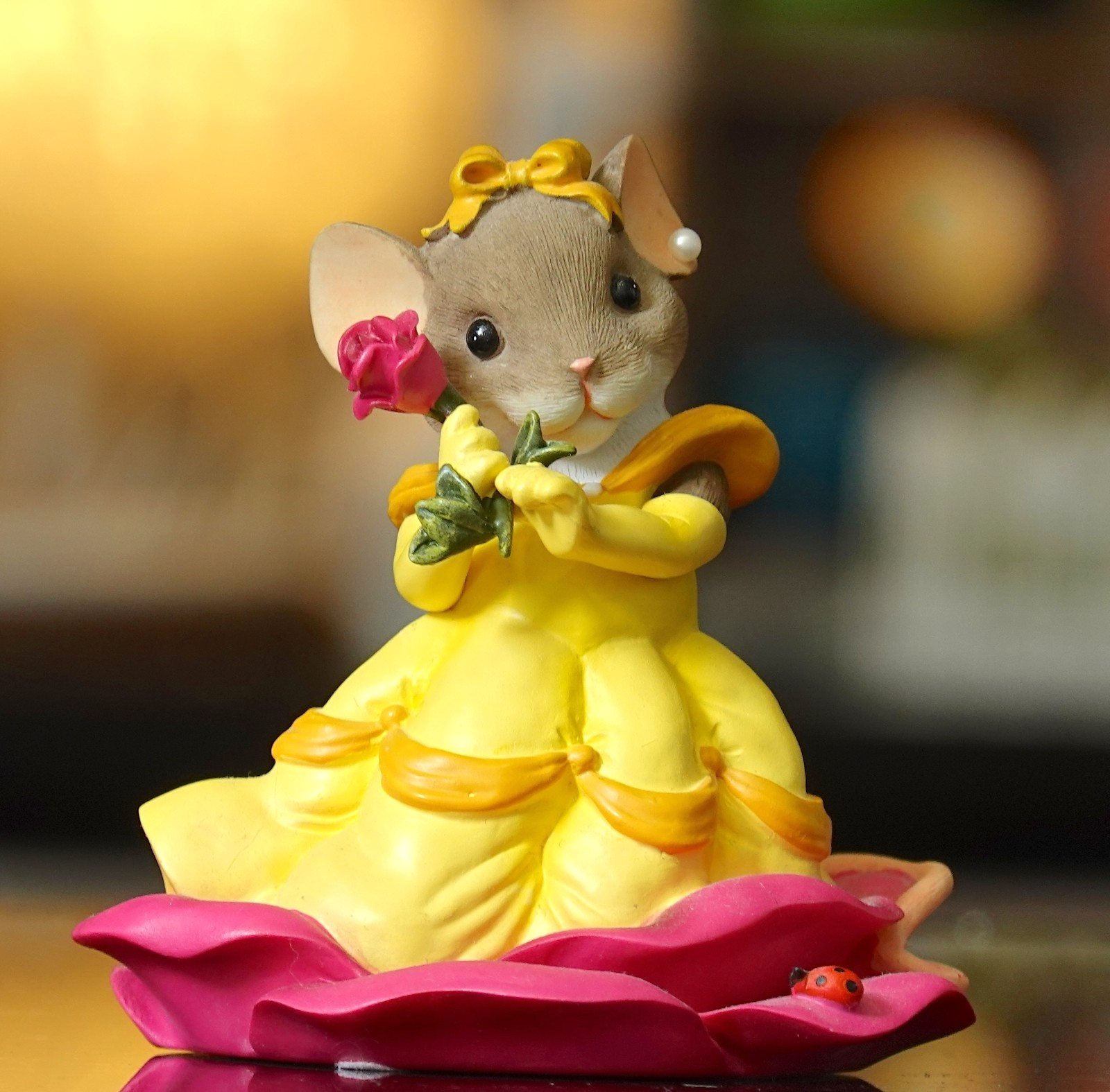 RARE Charming Tails Disney Princess Belle Dare To Dream Figurine Mouse