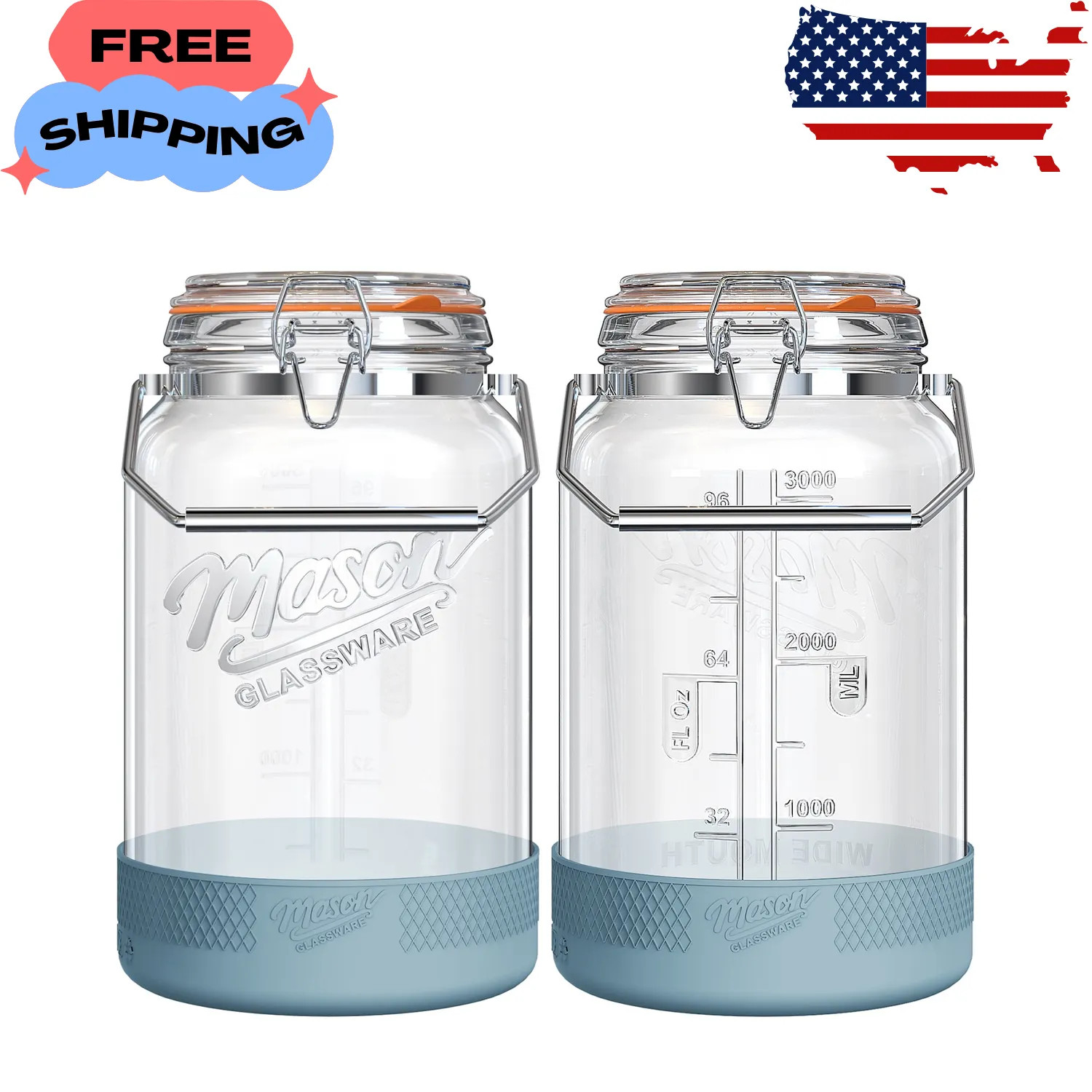 2 Pack 1 Gallon Glass Mason Jars Wide Mouth Airtight Lids Stainless Steel Handle 2 Pack 1 Gallon Glass Mason Jars Wide Mouth Airtight Lids Stainless Steel Handle
