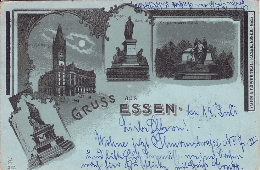 Ancient Litho-Ak, Greeting From Essen, Various Views 1899 Ancient Litho-Ak, Greeting From Essen, Various Views 1899