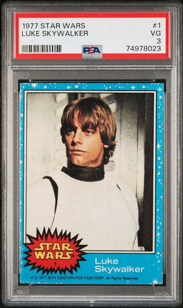Topps 1977 Star Wars #1 Luke Skywalker Graded PSA 3 Cert 74978023 Topps 1977 Star Wars #1 Luke Skywalker Graded PSA 3 Cert 74978023