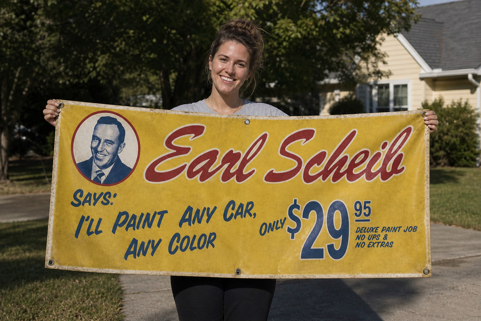 Earl Scheib Vinyl Banner 4x10' Vintage Car Garage Banner Auto Shop Wall Decor
