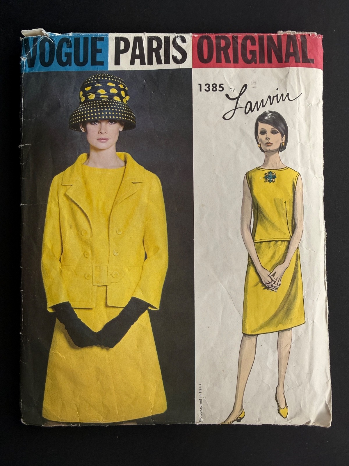 1960's Vogue 1385 Paris Original Lanvin Suit Jacket Skirt Pattern, Complete 12 1960's Vogue 1385 Paris Original Lanvin Suit Jacket Skirt Pattern, Complete 12