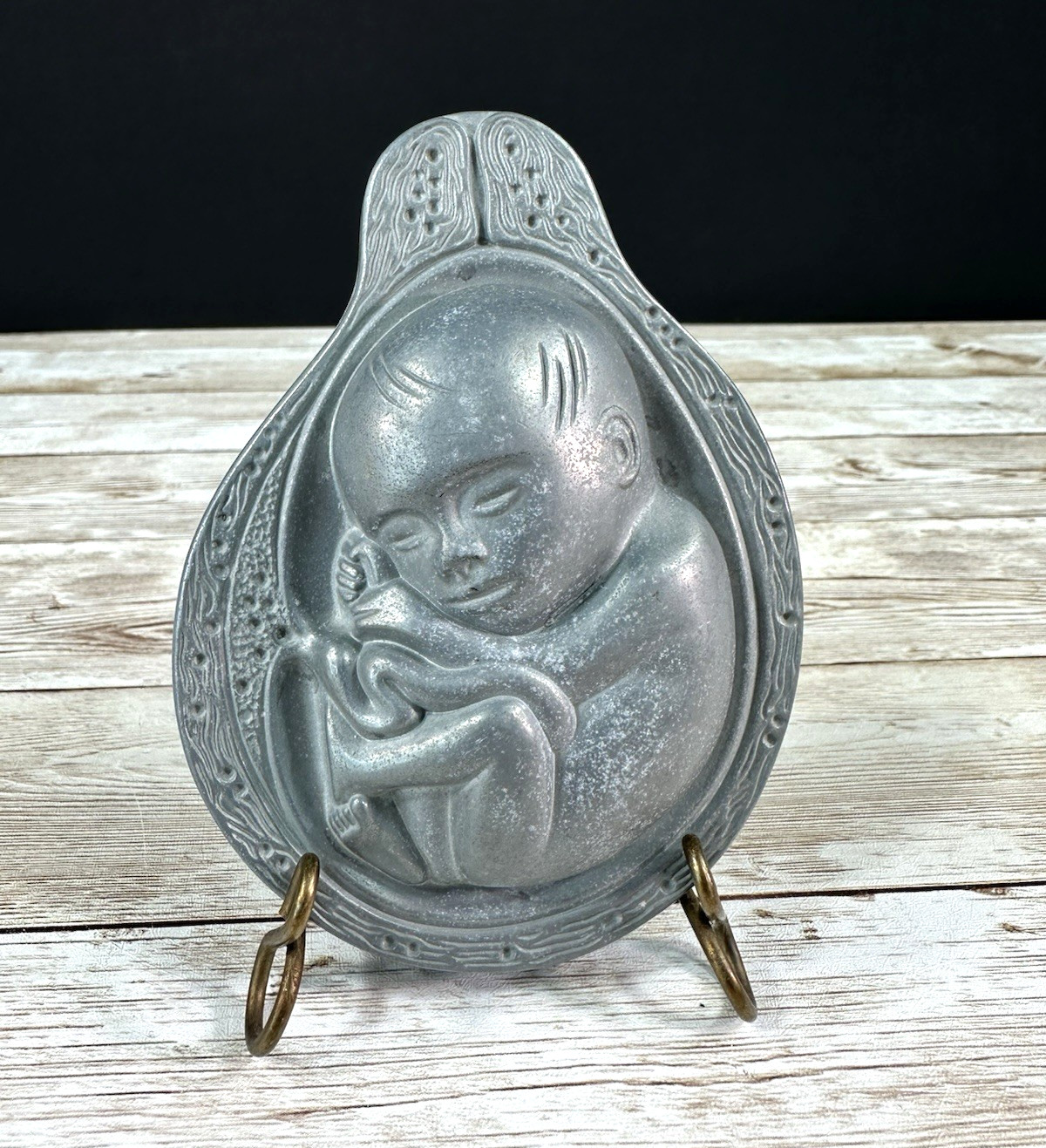 Vtg 1950-60s Parke-Davis Tabron Pharmaceutical Fetus Baby Pewter Paperweight Vtg 1950-60s Parke-Davis Tabron Pharmaceutical Fetus Baby Pewter Paperweight