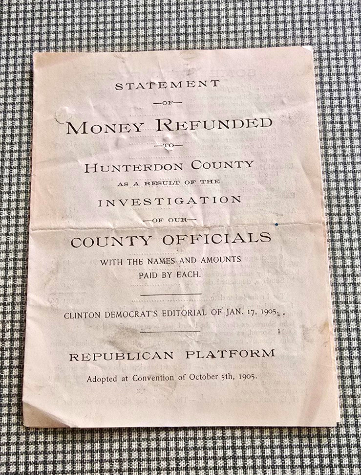Statement: Money Refunded After Hunterdon County Investigation Pamphlet