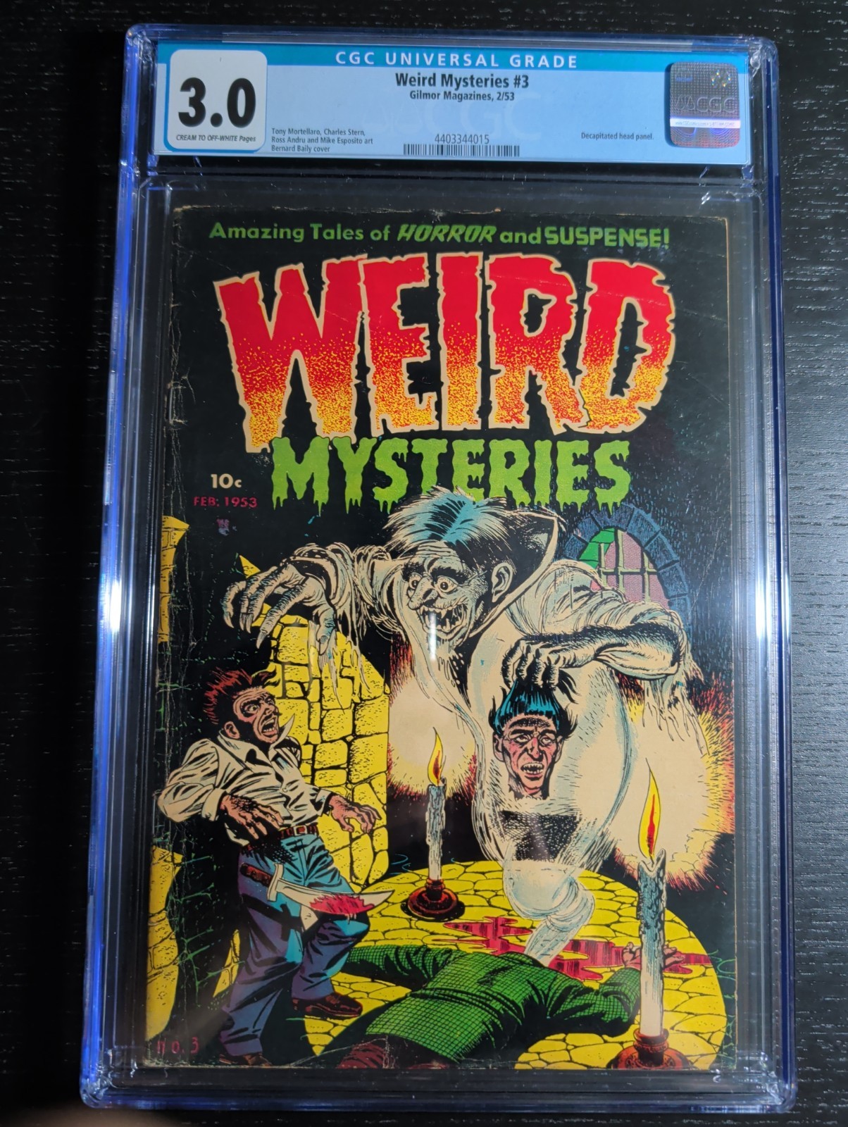 Weird Mysteries 3 | CGC 3.0 | Decapitation cover by Baily | Gilmore 1953