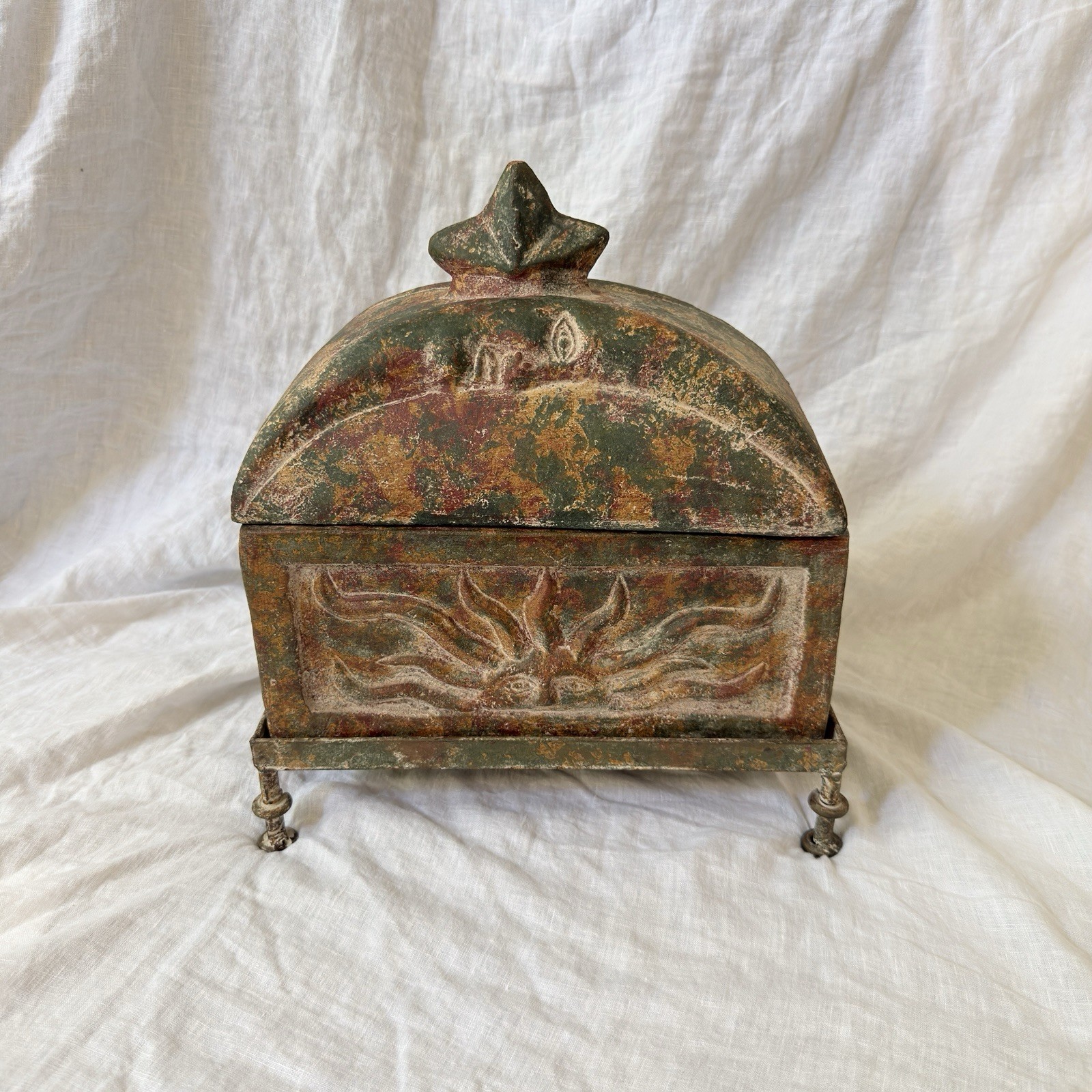 1800\'s Spanish Colonial Jewelry Box, Rare Terracotta Box/ANTIQUE 1800\'s Spanish Colonial Jewelry Box, Rare Terracotta Box/ANTIQUE