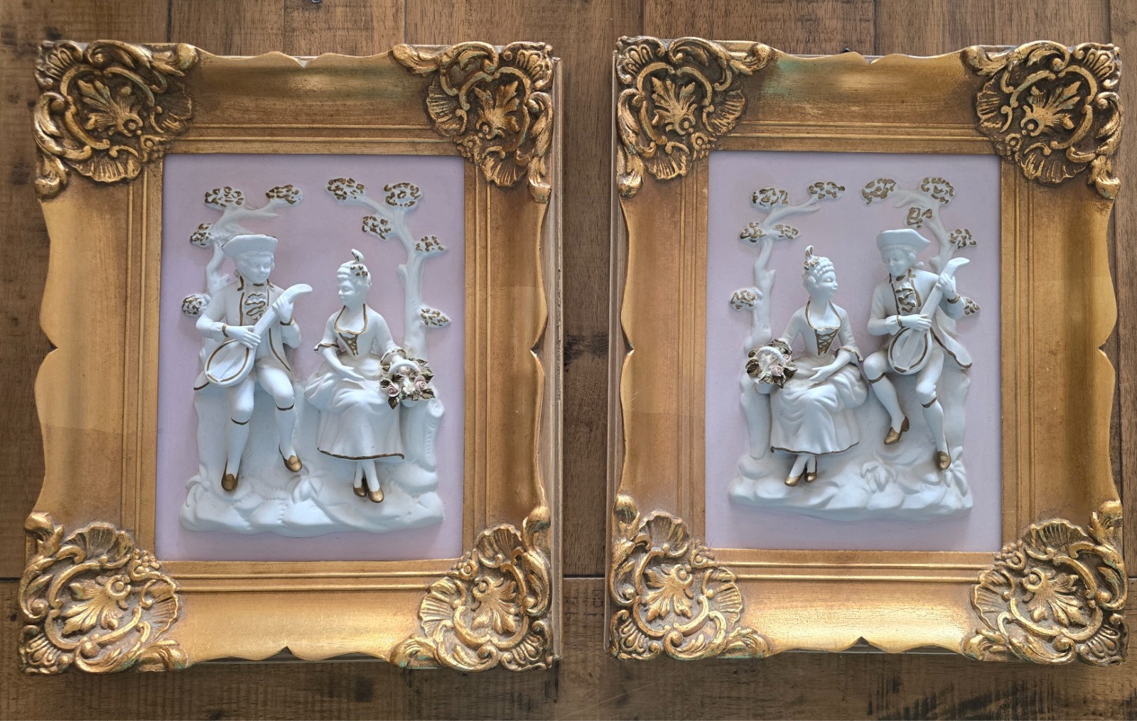 Alt Meissen Porcelain Wall Art x2 Alt Meissen Porcelain Wall Art x2