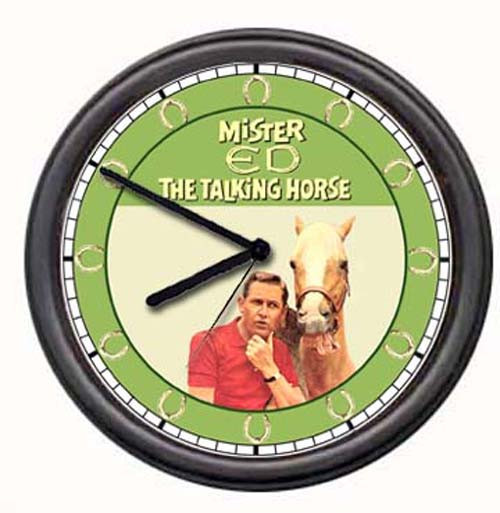 Mr Mister Ed The Talking Horse TV Show Equestrian Cowboy Barn Sign Wall Clock