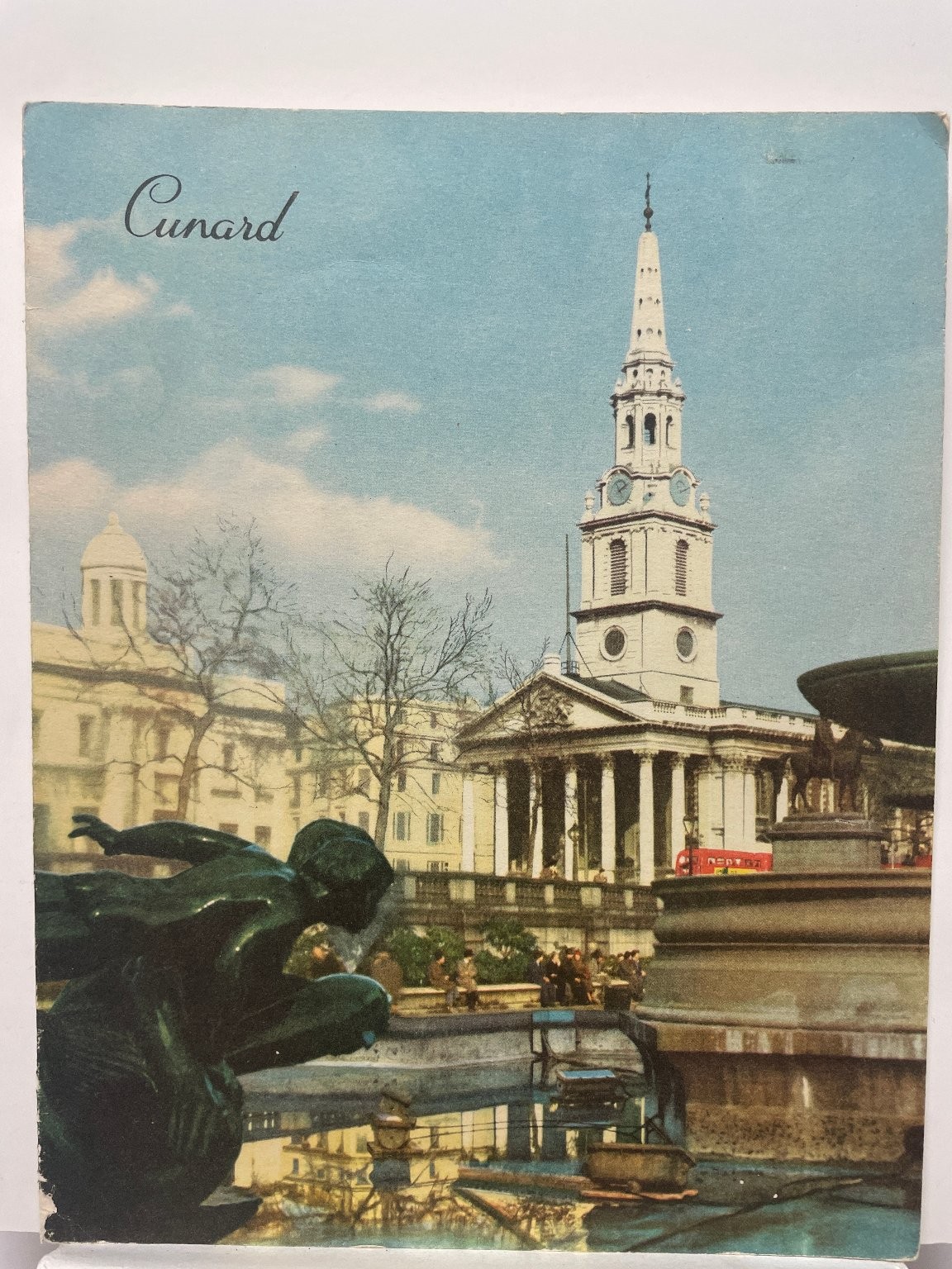 Vintage Cunard RMS Queen Elizabeth Dinner Menu 1961 London Trafalgar Square
