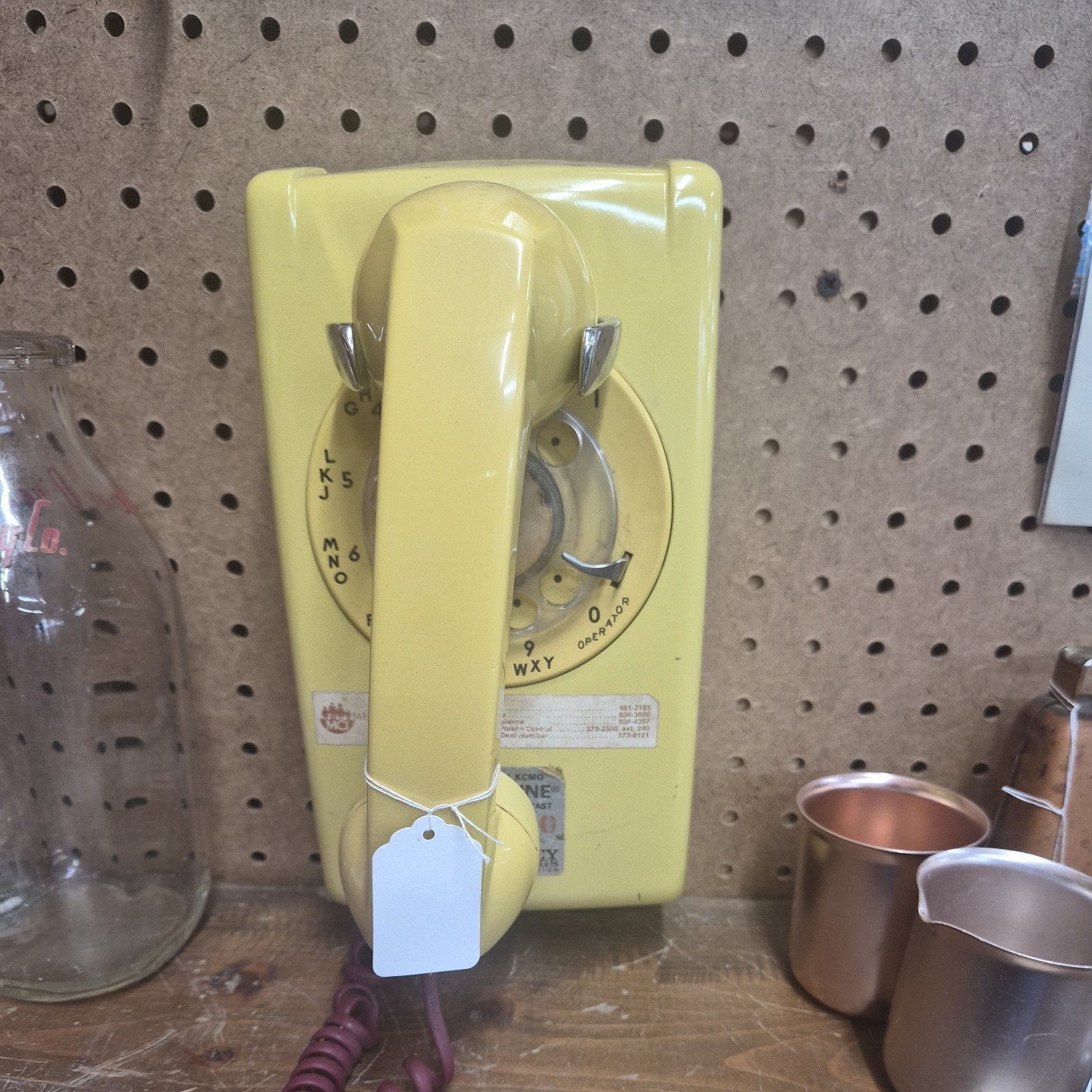 Vintage 1960 Bell System Western Electric Yellow Rotary Wall Phone Model 554 Vintage 1960 Bell System Western Electric Yellow Rotary Wall Phone Model 554