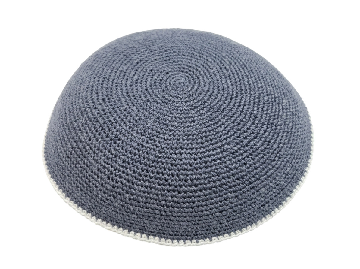 H.Quality Hand Made Knitted Jewish Kippah Yarmulke Kippas Made Israel. gray