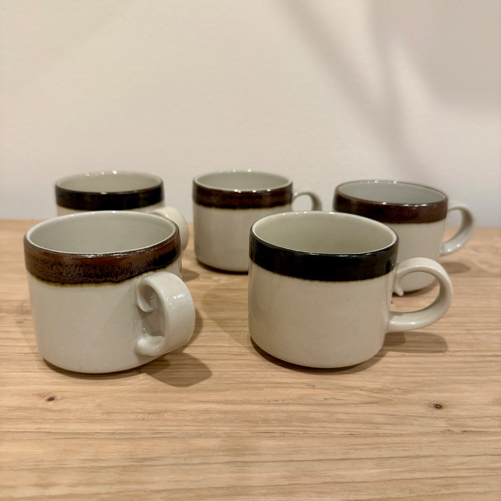 5 Vtg Arabia Finland Karelia Coffee Mug Small 1960s Stamp Early Crown MCM Glazed
