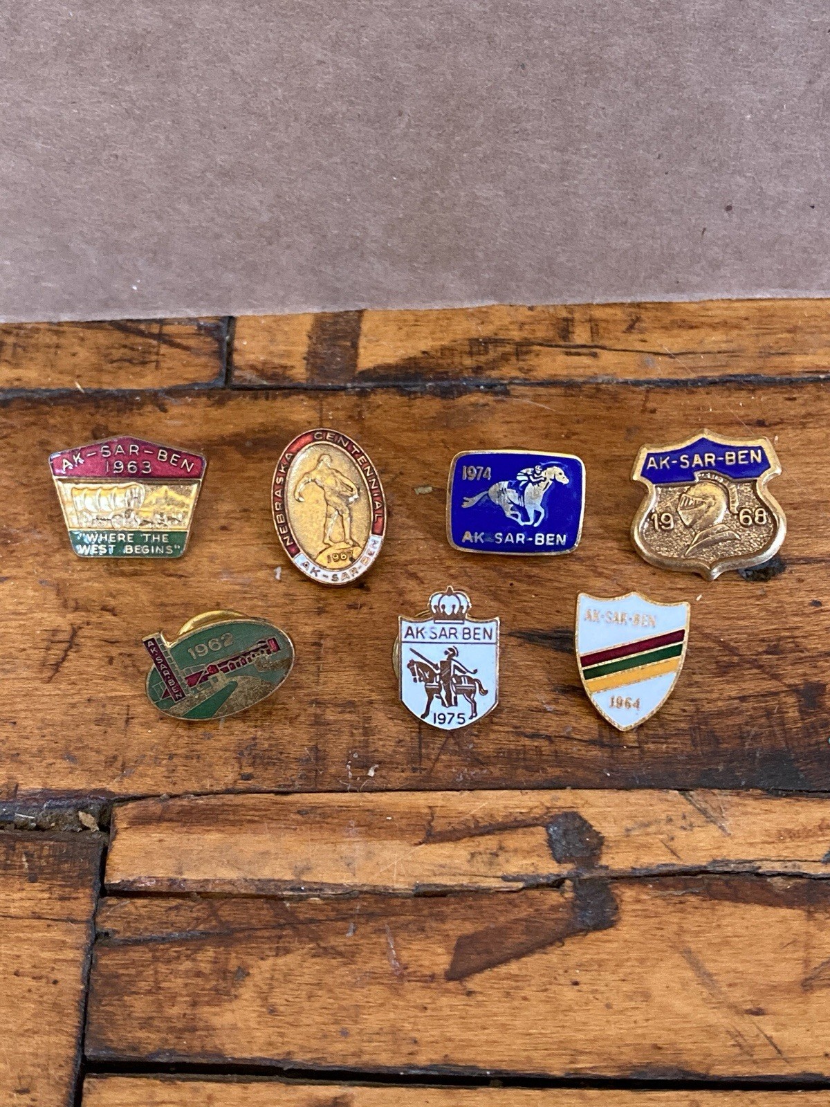 Vintage Ak-Sar-Ben Omaha Nebraska Pin Lot 7 Aksarben 1962 1963 1964 1967