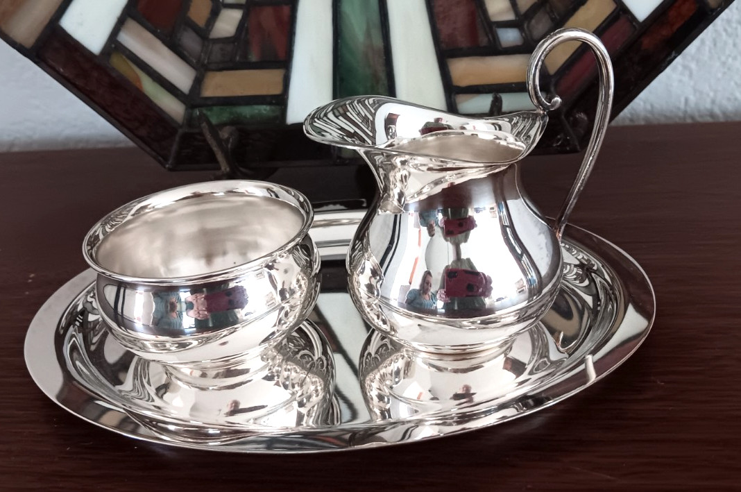 Vintage Tiffany & Co Sterling Silver Demitasse Creamer/Sugar/Tray, No Mono 8.1oz