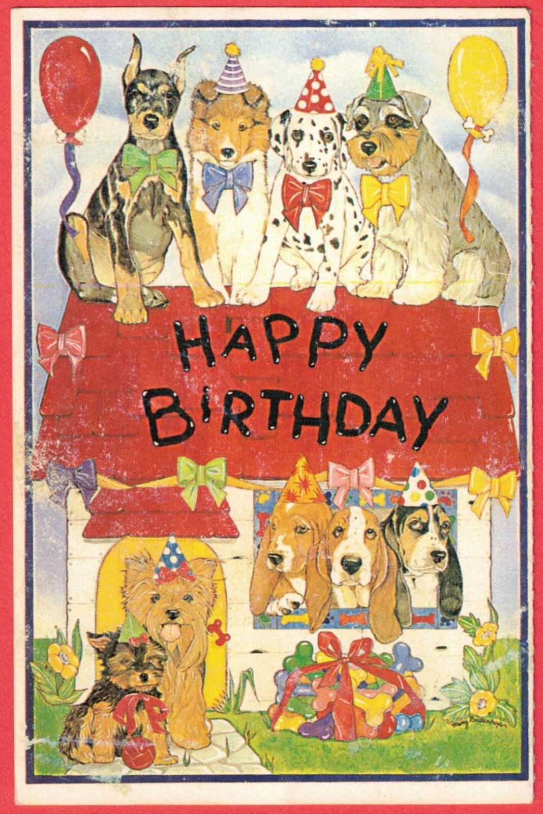 Vintage Humane Society Dogs Puppy Birthday Party Postcard Vintage Humane Society Dogs Puppy Birthday Party Postcard