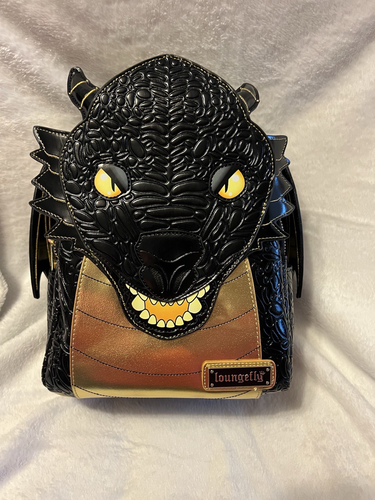 Loungefly Fourth Wing Black Gold Dragon Mini Backpack - BAM Exclusive