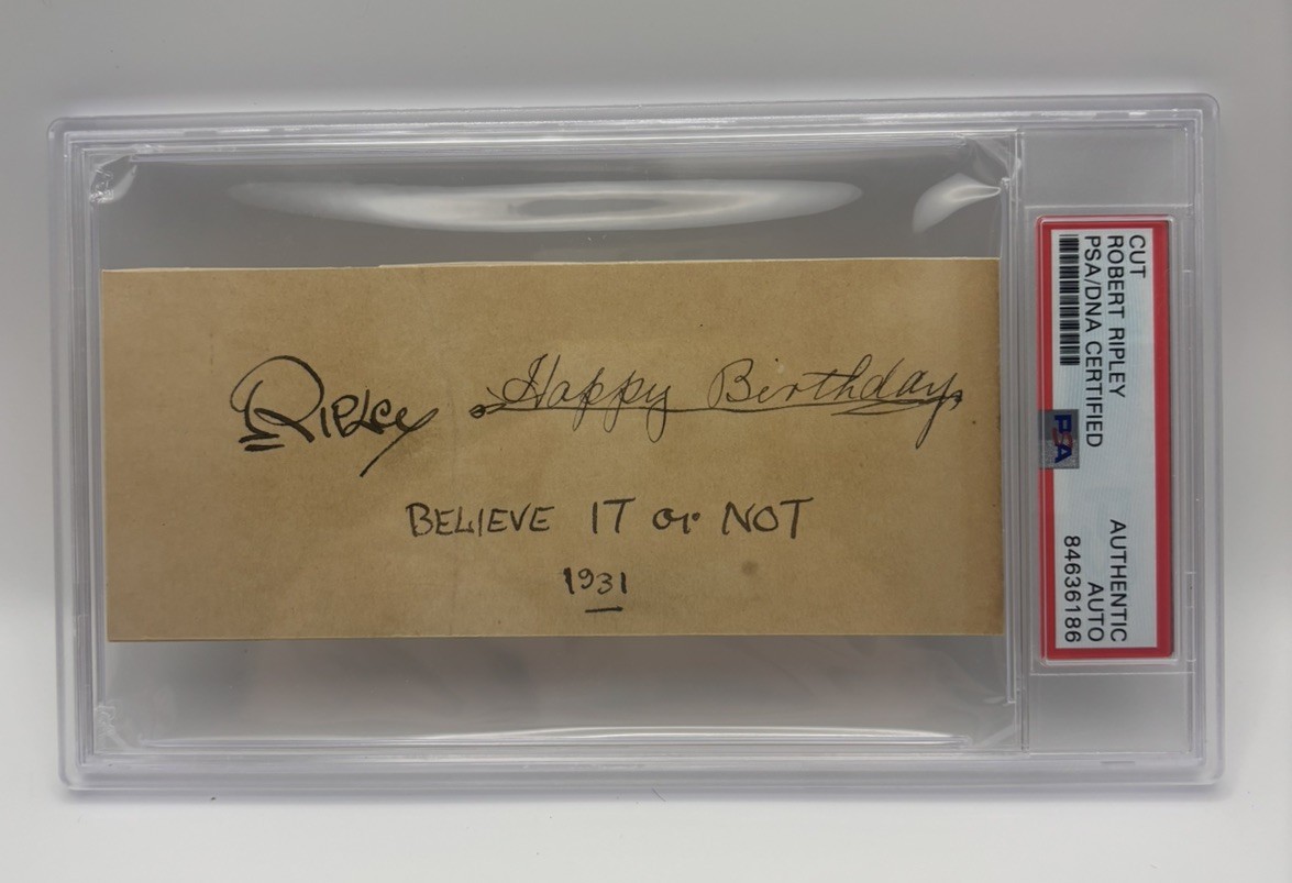 Robert Ripley Believe It Or Not Signed Autograph 3.5x5 Cut - PSA - “Happy Bday”