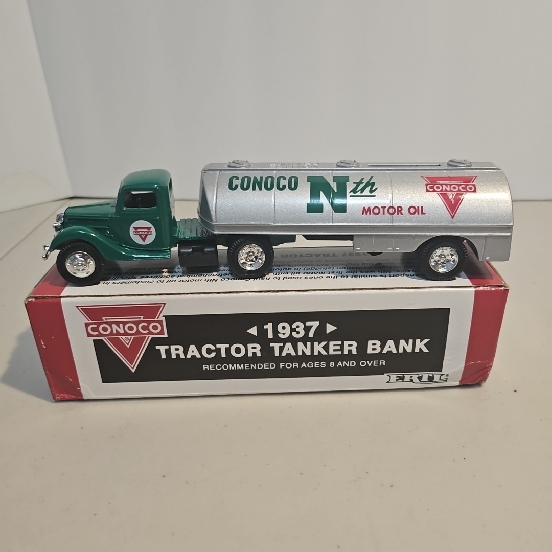 1991 Ertl 1937 Conoco Ford Tractor Tanker Truck Diecast Bank 1991 Ertl 1937 Conoco Ford Tractor Tanker Truck Diecast Bank