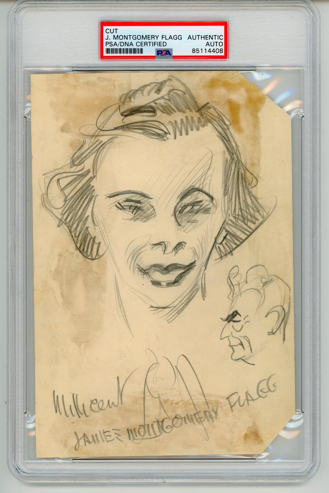 James Montgomery Flagg ~ Signed Original Sketch of Millicent Rogers ~ PSA DNA