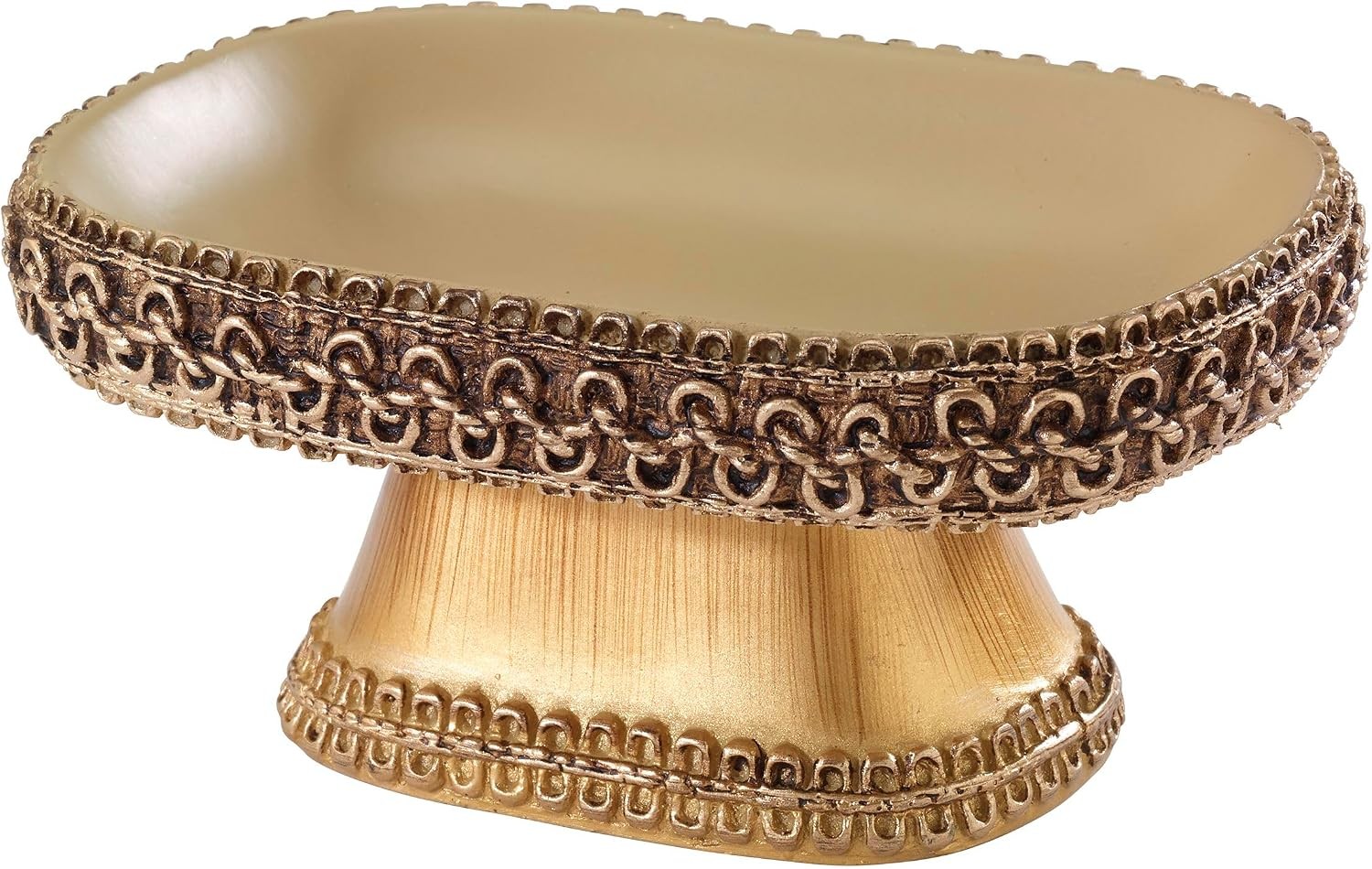 Braided Medallion Gold and Rattan Resin Soap Dish Braided Medallion Gold and Rattan Resin Soap Dish