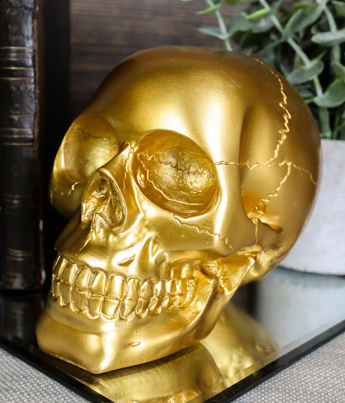Gold Skull Head Collectible Skeleton Decoration Figurine Gold Skull Head Collectible Skeleton Decoration Figurine