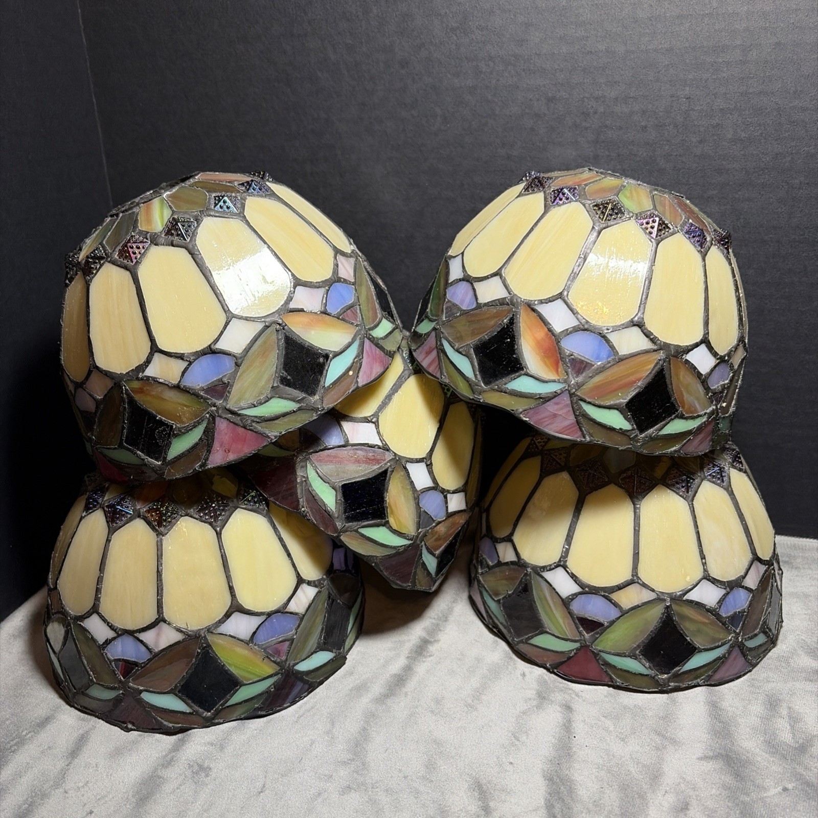 Tiffany Style Stained Glass Round Shade Mosaic Art Multicolor Set of 5 Tiffany Style Stained Glass Round Shade Mosaic Art Multicolor Set of 5