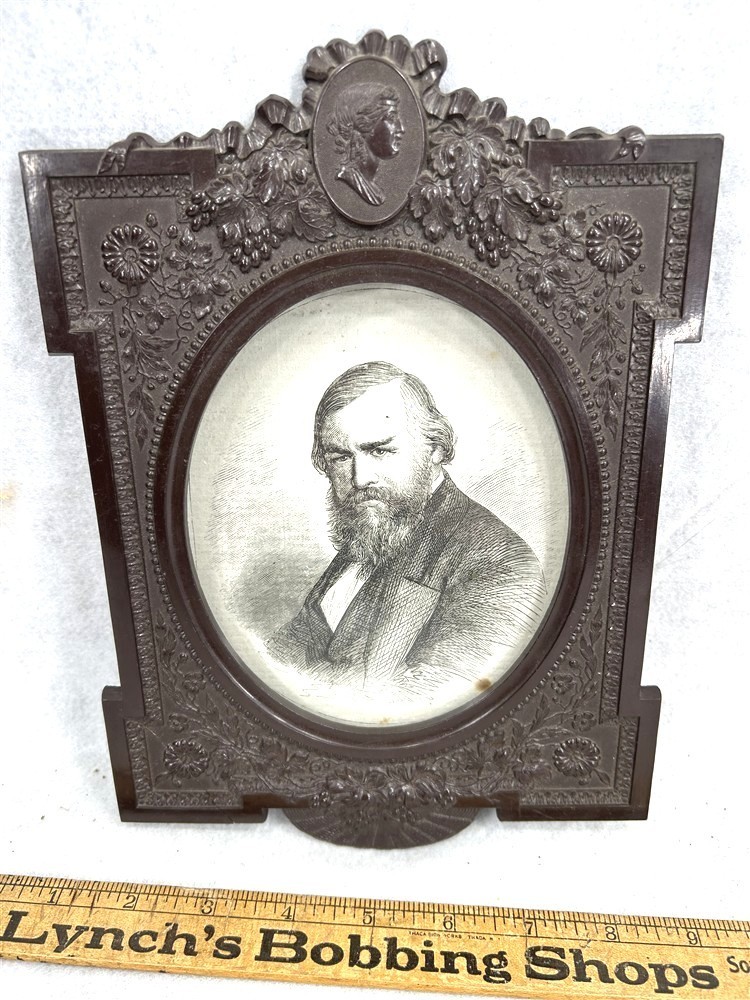 antique picture frame gutta percha   pat 1868 civil war era 10 x 7 in. original