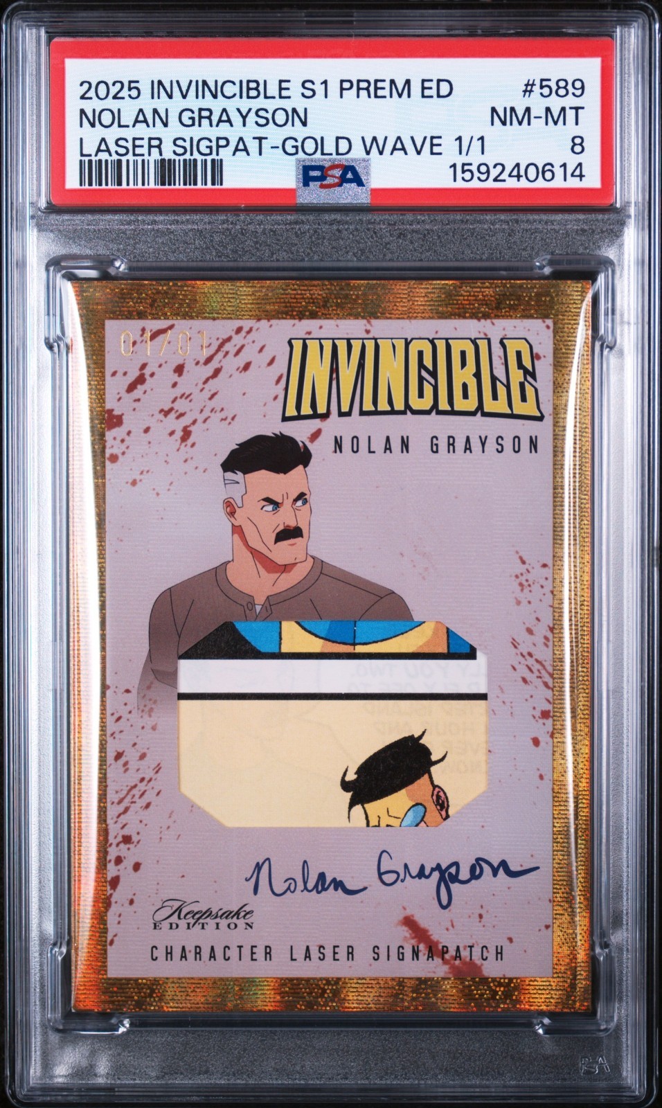 2025 INVINCIBLE PREMIERE EDITION #589 NOLAN GRAYSON GOLD WAVE 1/1PSA 8 2025 INVINCIBLE PREMIERE EDITION #589 NOLAN GRAYSON GOLD WAVE 1/1PSA 8