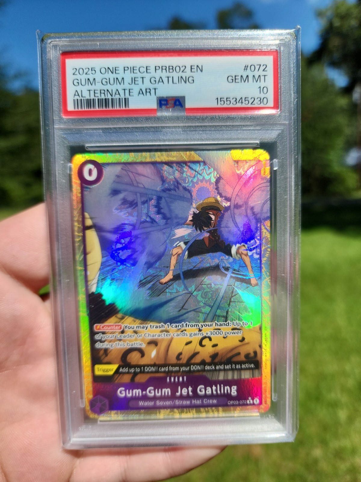 2025 ALTERNATE ART #072 GUM-GUM JET GATLING PSA 10