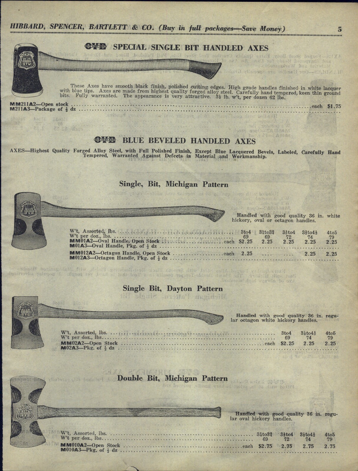 1933 PAPER AD Our Very Best Blue Beveled Handle Axe Axes Plumb Dreadnaught 