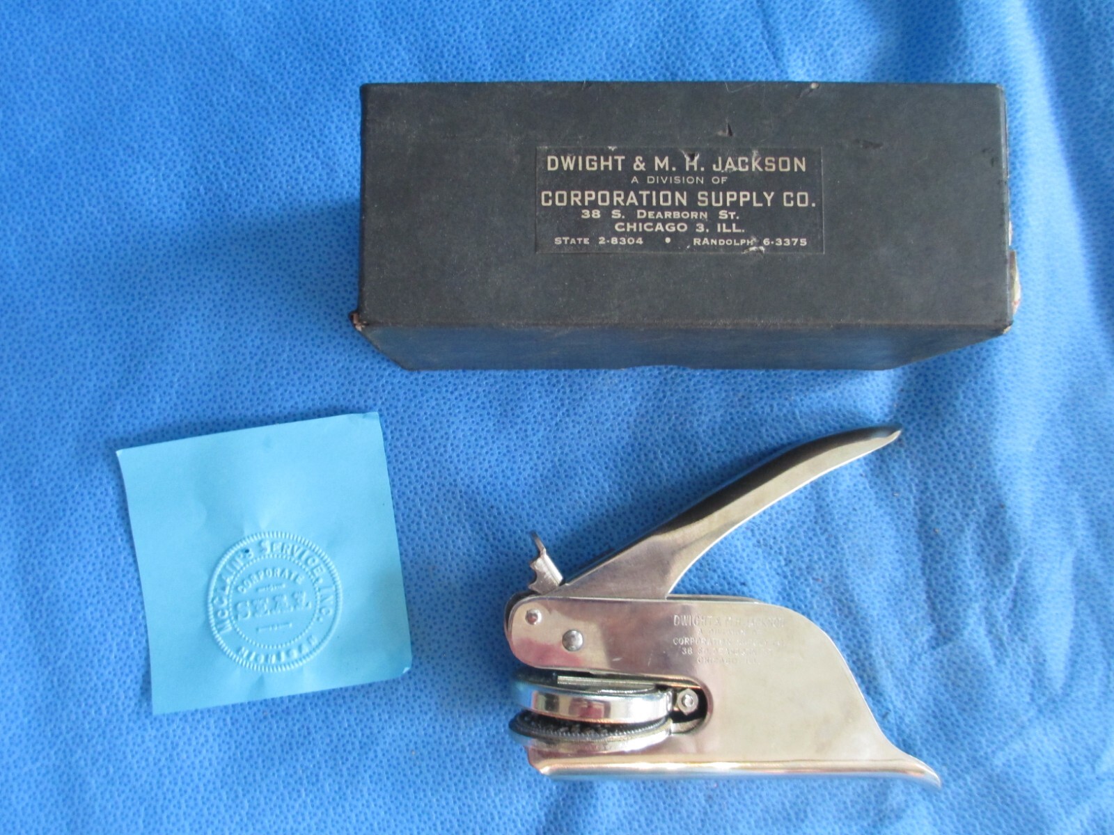 Vintage Dwight Jackson Corporate Seal Press McClains Service Gas Oil         C19
