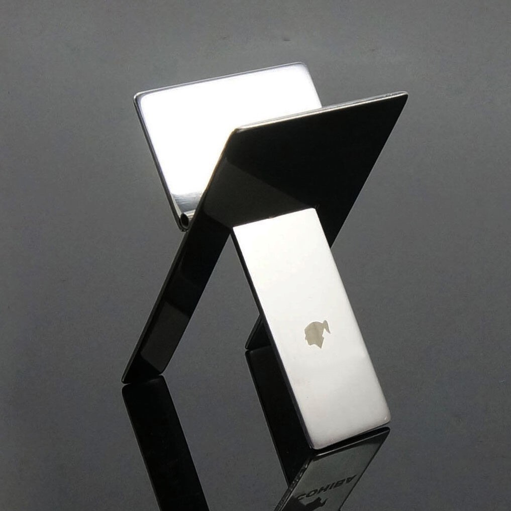 2 x Stainless Steel Foldable Cigar Stand Ashtray Holder w/Pu Leather Pouch